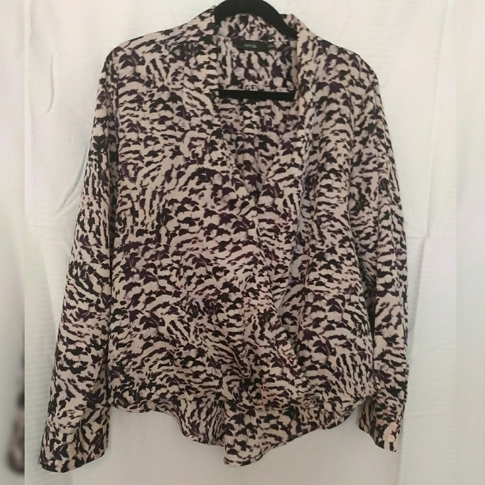 Purple Animal Print Blouse, Size L